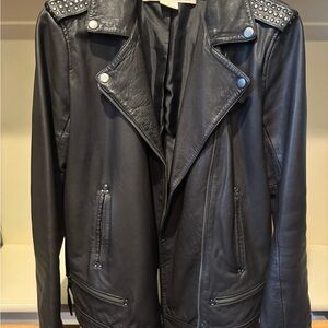 Treasure & Bond Black Studded Leather Jacket, Size M